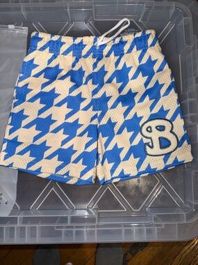 Bucket squad Kids Blue and Cream Houndstooth Athletic Shorts